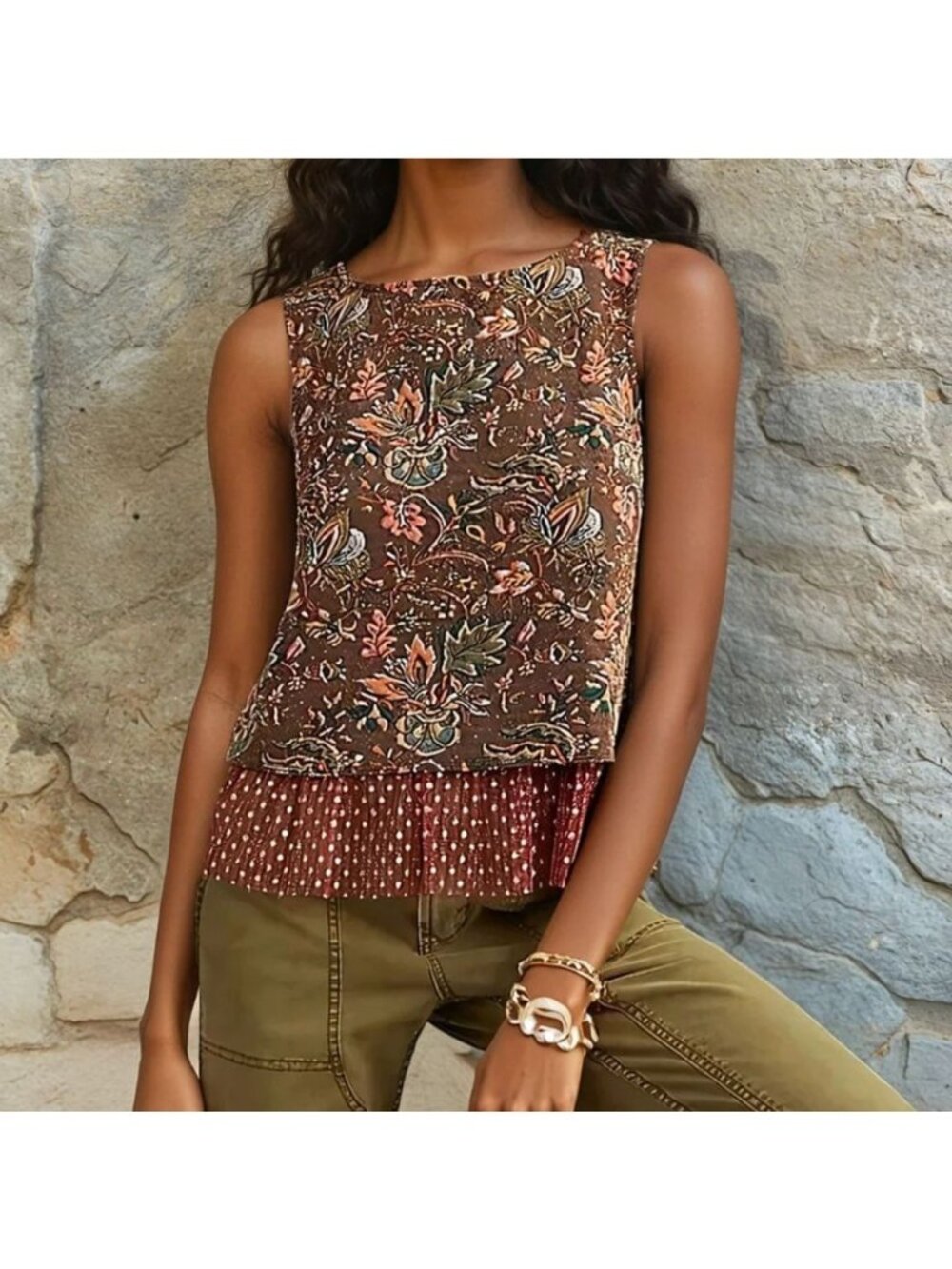 Anthropologie Eva Franco Jacquard Sleeveless Top Tank Size 2XL